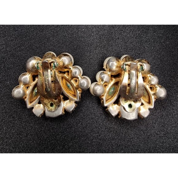 Rare Find Vintage 1930s Elsa Schiaparelli Clip-On Earrings W/ Blue Rhinestones - Picture 6 of 6